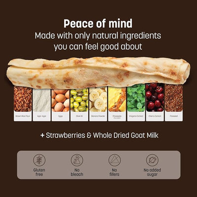 Earth Animal No-Hide Stix Strawberries & Cream Vegetarian Recipe Natural Rawhide Alternative Dog & Cat Chews, 20 Pack Value Pack