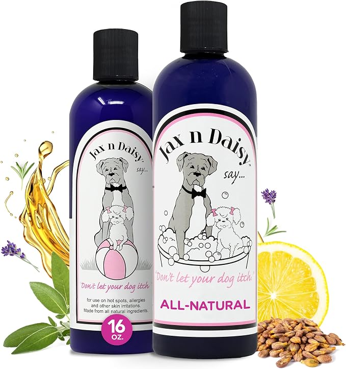 Jax N Daisy Dog Shampoo & Lotion Itch Relief for Dogs | Gentle, Soothing Care for Sensitive & Dry Skin | Eliminates Odors, Soothes Flea Bites & Itchy Skin | Friendly for Puppies | 16 Oz Each