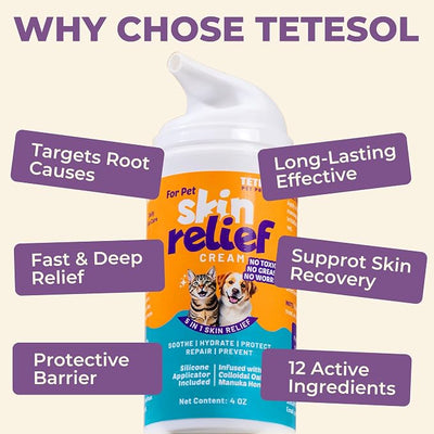 Dog Itchy Skin Relief Cream Hot Spot Treatment, Dogs Balm Rapid Healing Dry Itchy Skin with Colloidal Oatmeal Manuka Honey- 100g Lotion with Applicator