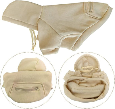 Jecikelon Dog Hoodies for Small Dogs with Zipper Pocket, Soft Fleece Puppy Clothes with Rope Hat, Warm Winter Outfits Cold Weather Coats, Cute Sweatshirt Chihuahua Costume (Beige, Medium)