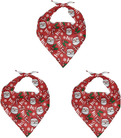 KEIAHUAN Christmas Dog Bandanas Santa Claus Holiday Scarf Adjustable Washable Pet Bibs Holiday Pet Costume Accessories for Small Medium Large Dogs Cats