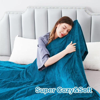 Eydna Electric Heated Blanket Twin Size 62"x84", Fast Heating Throw, Soft Plush Microplush for Bed & Couch, 10Hs Auto Off & 5 Heating Levels, Machine Washable, Gifts for Womens & Family-Blue Green