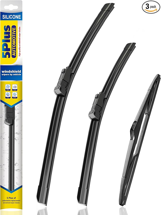 5 PLUS Silicone Windshield Wipers Replacement for 2019-2011 Ford Fiesta Wiper Blades(3 PCS),Water Repellent Automotive Replacement Windshield Wiper Blades for My Car -26"/15"/12"