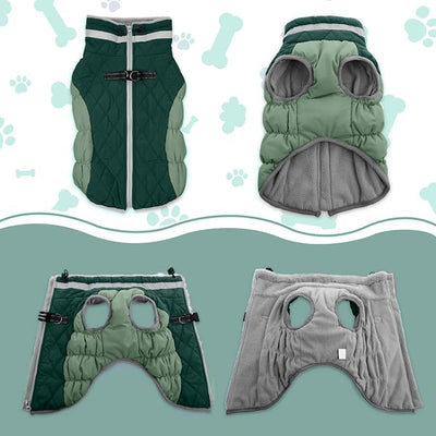 Lelepet Warm Dog Winter Coat Dog Coats for Medium Dogs Waterproof Dogs Jacket with Harness Built in Reflective Cold Weather Coats Windproof Zip-Up Winter Fleece Vest Snowsuit Dachshund Teal Green