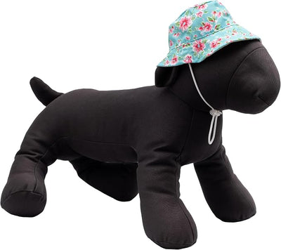THE WORTHY DOG Watercolor Floral Hat for Dogs – Lightweight Pet Sun Hat with Adjustable Chin Strap, Soft Brim & Bright Colors - Teal, X-Large