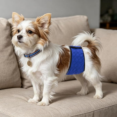 Mkono Male Dog Belly Band Wraps Washable Dog Diapers Male for Small and Medium Dogs, Waist 14.2 Inches to 20 Inches(3 Pack,Blue,Black,Gray)