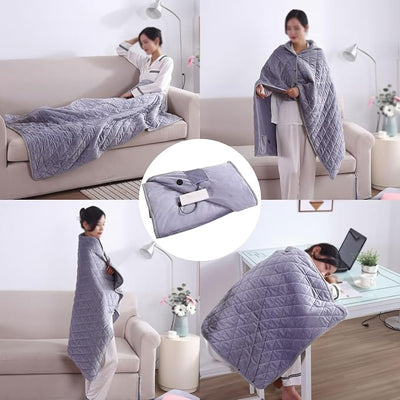 40"x55" Cordless Heated Blanket, Portable Heated Blanket Battery Operated, Cozy Soft Wearable Heated Shawl, 3 Heat Settings, Auto-Off, Machine Washable(Gray,Shawl)
