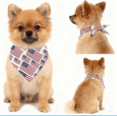4th of July Dog Bandana, Patriotic American Flag Pet Triangle Scarf for Independence Day Parade BBQ Party Outfit, Distressed Flag Neckerchief for Small Medium Dogs, Puppy Gift