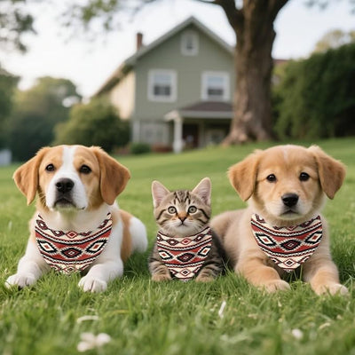 KEIAHUAN Aztec Tribal Dog Bandanas Adjustable Triangle Reversible Bibs Kerchief Pet Costume Accessories for Small Medium Large Dogs Cats