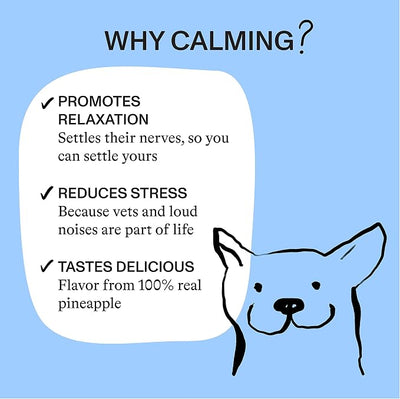 Spot & Tango Calming Supplements for Dogs - Vet-Approved for Anxiety and Stress Relief - L-Theanine, Passionflower, Ashwagandha, Chamomile - Flavored with Real Pineapple, 56 Count