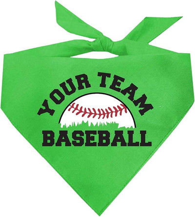 Custom Baseball Team Dog Bandana | 100% Cotton Adjustable Triangle | Made in USA | Personalized | Sports Fan | Game Day |Lime, One Size (1431)