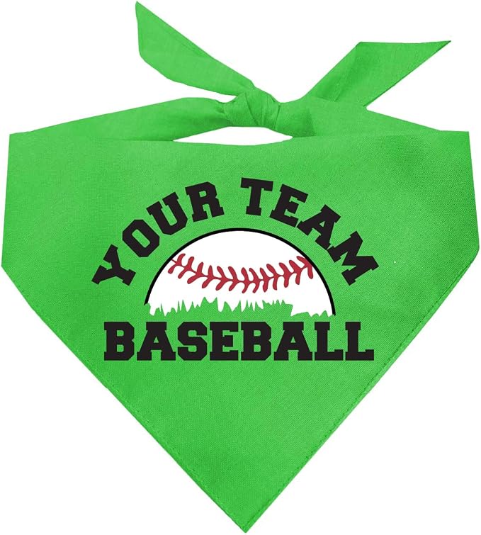 Custom Baseball Team Dog Bandana | 100% Cotton Adjustable Triangle | Made in USA | Personalized | Sports Fan | Game Day |Lime, X-Small (1431)