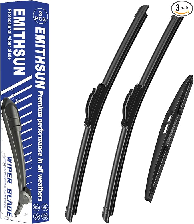 EMITHSUN® Windshield Wipers: Wiper Blades Replacement for Honda CRV CR-V 2007-2011 - Streak-Free & Quiet Visible Clarity While Driving - Exact Replacement for Honda Cars (3 Pack - 26"+16"+14")