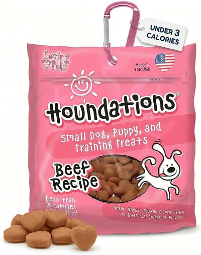 Loving Pets Houndations Beef Dog Training Treats | All Natural | 2.6 Calories Per Treat | Grain-Free, Wheat-Free, Gluten-Free & Corn-Free | For Small Dogs & Puppies, 4 oz