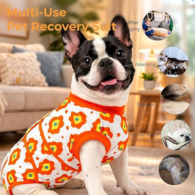 Recovery Suit for Female/Male Dog After Spay/Neuter Surgery,Bandana Set Included,E-Collar Cone Alternative Anti Licking, Large/Medium/Small Dogs Full Body Surgical Suits Onesies, Medical Pet Bodysuit