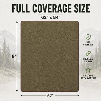 Wool Camping Blanket - 70% Wool Heavy-Duty Military Style Throw, Warm & Washable, Fire Retardant Cover for Emergency, Survival & Outdoor Use - Perfect for Camping, Car, Home & Hiking, Olive 62x84