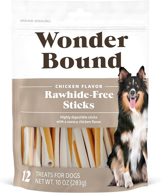 Chicken Flavor Dog Treat Sticks - 12 Count - Rawhide-Free, Dental Health Chews for Plaque & Tartar Control, Easy Digest, Long-Lasting Snack