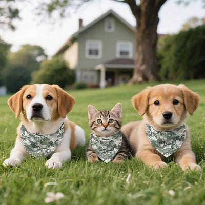 KEIAHUAN Fish Camo Hunting Dog Bandana Handkerchiefs Scarfs Triangle Bibs Washable Double Reversible Kerchief Scarf Adjustable Accessories for Small to Large Dog Puppy Cat