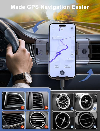 Wireless Car Charger, MOKPR Auto-Clamping Car Mount 15W/10W/7.5W Fast Charging CD Slot Air Vent Car Phone Mount Fit for iPhone 16 15/14/13/13 Pro/12 Pro Max/12 pro/12/11 Series, Samsung Galaxy Series