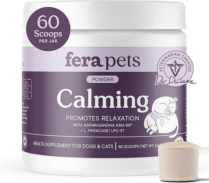 Dog & Cat Calming Supplement - Pet Relaxation Powder, 60 Scoops