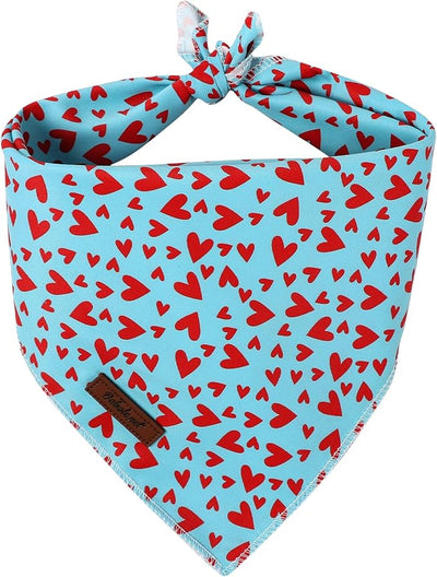 Valentines Dog Bandana - Soft Blue Heart Dog Neck Scarf, Cute Pet Bib for Puppy Kitten, Valentine Photo Dogs Cats Prop for Daily Use Parties & Pet Photography S