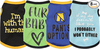 Elevate Your Pet's Seasonal Style with Playful Panache: 4-Piece Set of Dog Shirts Featuring Hilarious Printed Patterns for Airy Comfort in Summer and Fall Classic Set 2 X-Large