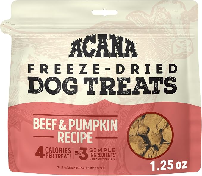 ACANA Singles Grain Free Dog Treats Limited Ingredients & Freeze-Dried Beef & Pumpkin 1.25oz Bag