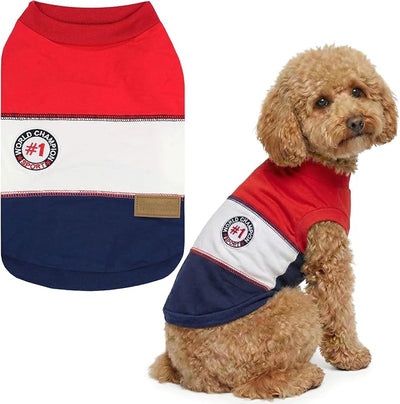 Parisian Pet World Champion Dog Tank Top - Breathable Cotton Pet Apparel - Red Puppy Clothes - Lightweight Doggie T Shirts for Dogs - Comfortable Sporty Dog Clothes - Summer Shirts for Large Dogs