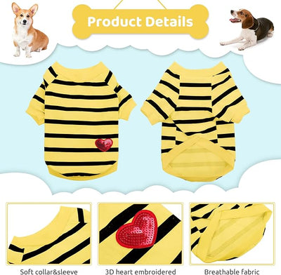 Pet Dog Striped T-Shirt Dogs Cats Cotton Vest Spring Summer Pet Apparel Tee Shirt Suitable for Small and Medium Large Pets French Bulldog Bichon