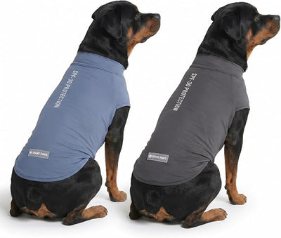 Spark Paws Sunblock Dog T-Shirt, SPF30 Protection, Lightweight Breathable Quick Dry for Dogs with Sensitive Skin - Navy Blue & Dark Grey (Set of 2) - Size 4XL