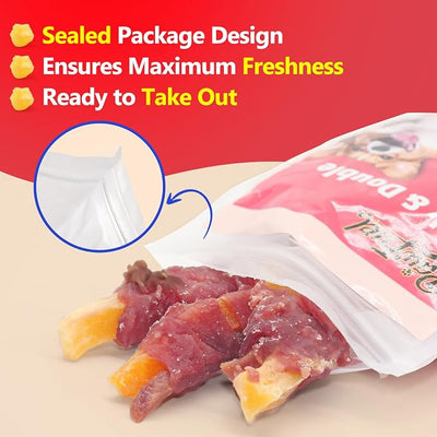 Dog Treats Duck Wrapped Yellow Purple Sweet Potato Chews 14.11 Oz for Dogs Jerky Dental Care Treats. High Protein Healthy Suitable for Small Medium and Large Dogs for Eating Training Rewards