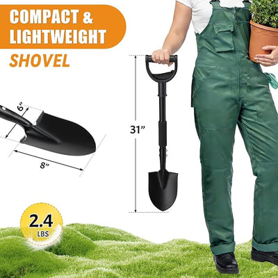 Garden Shovels for Digging, 31 Inch Small Shovel, Heavy Duty Metal Digging Shovel with D-Handle Grip, Short Kids Shovels for Digging, Mini Spade Shovel for Gardening, Camping, Beach, Car, Snow Removal