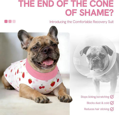 SAWMONG Recovery Suit for Dogs After Surgery Professional, Dog Spay Surgical Suit for Female Dogs, Dog Onesie Bodysuit for Surgery Male Substitute E-Collar Cone, Cherry Pink, XXX-Large