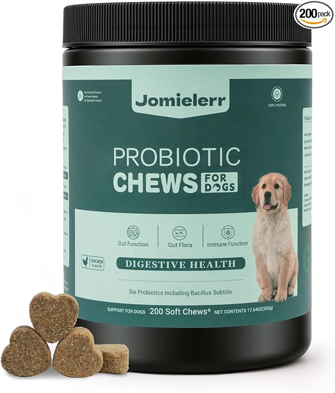Probiotics for Dogs, 200 Soft Chews, Support Gut Health, Diarrhea Relief, Seasonal Allergies, Dog Probiotic Chews for Itchy Skin & Dog Yeast Infection, Chicken Flavor