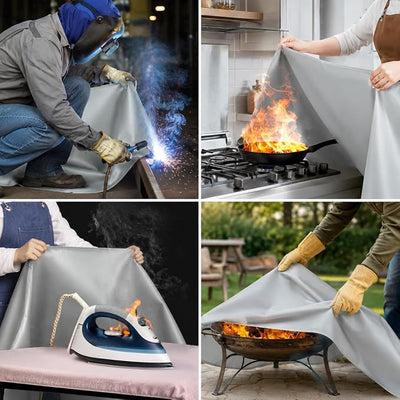 FLASLD Fireproof Lithium Battery Cover, Fastest & Simplest Way to Isolate and Extinguish Small Fires, Fire Blanket for E-Scooter and E-Bike (118×118 inch - Grey)