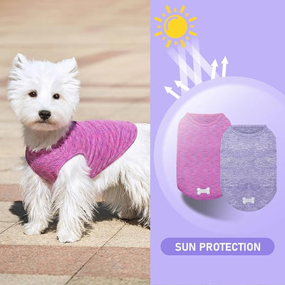 KYEESE 2 Pack Dog Shirts for Large Dogs Quick Dry Breathable Stretchy Sun Protection Pet T-Shirts with Reflective Label Tank Top Sleeveless Vest Dog Clothes, Purple+Pink, 3XL