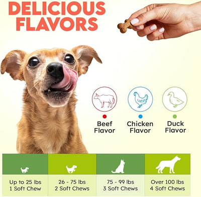 Collagen for Dogs - 150 Chews - Joint, Skin & Coat Supplement with Hyaluronic Acid, Eggshell Membrane & Vitamin C - Daily Hip & Joint Support for Senior Dogs & Puppies - Duck