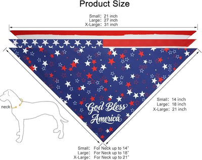 American Flag Dog Bandanas 3 Pack Large, 4th of July Patriotic Pet Scarf for Independence Day Memorial Day, Red White Blue Holiday Outfit for Medium to Large Dogs
