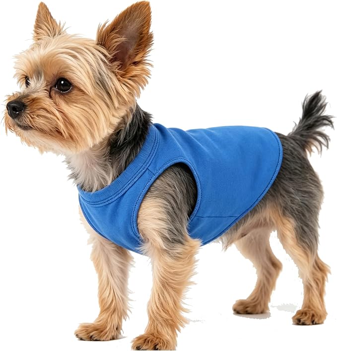 Dog Blue Clothes Blank Pet Apparel Cotton Small Animal Costume Puppy Clothing Yorkie Outfit (Neck Girth 11.02'')
