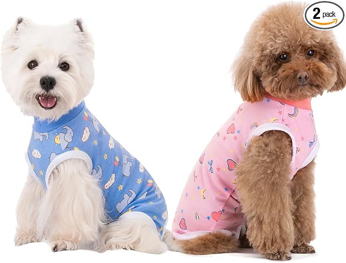 2 Packs Pet Dog Recovery Onesie Suit for Dogs Cats After Surgery,Dog Abdominal Wounds Bandages Cone E-Collar Alternative. (Blue, M)