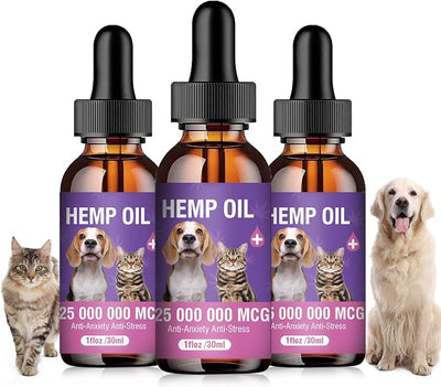 Tcllka Hemp Oil for Dogs and Cats 3 Pack Relief Pet with Anxiety Stress Pain Aggressive