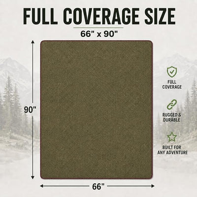 Wool Camping Blanket 10-Pack - 70% Wool Heavy-Duty Military Style Throw, Warm & Washable, Fire Retardant Cover for Emergency, Survival & Outdoor Use - For Camping, Car, Home & Hiking, Olive 66x90