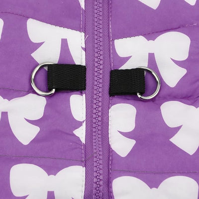SMALLLEE_LUCKY_STORE Pet Water Resistant Winter Jacket Vest with D-Ring for Small Dog Cat Zip-up Padded Puppy Coat Chihuahua Yorkie Kitten Warm Clothes, Purple, XS
