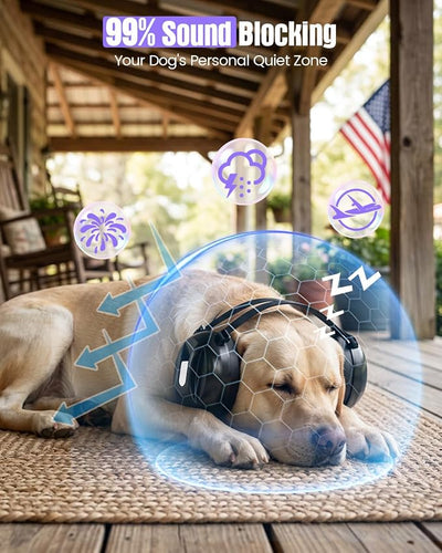 Dog Ear Muffs Noise Protection, Oval Design for Dogs Noise Cancelling for Fireworks Thunder, with Antlers & Calming Scent Pads, Dog Anxiety Ear Muffs for Medium Large Dogs