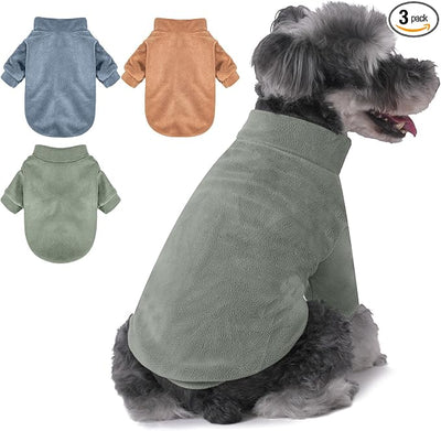 GYALAPERI Dog Sweater, 3 Pack Dog Sweaters for Small Dogs Girl Boy, Ultra Soft Warm Puppy Clothes Dog Coat for Winter (Lt Blue+Olive+Brown, Small)