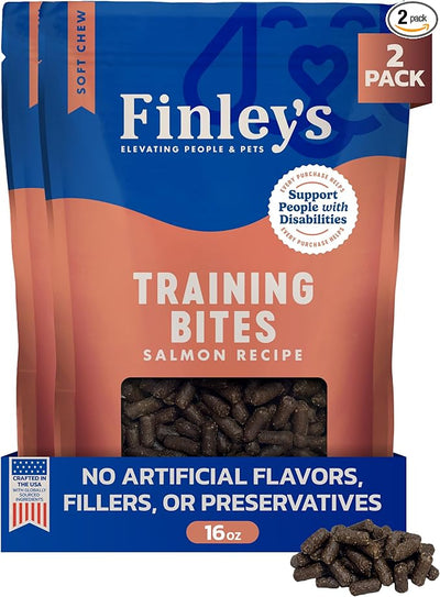 Finley's Training Treats for Puppies, Soft Salmon Dog Treats for All Dogs and Sizes, Limited Ingredient, Low Calories, 16oz, 2 Pack