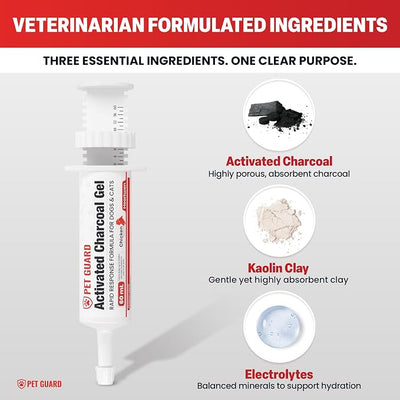 Activated Charcoal for Dogs & Cats (60 mL) | Emergency Pet First Aid for Accidental Ingestion & Digestive Support | Simple to Dose, Ready-to-Use | Chicken Flavored