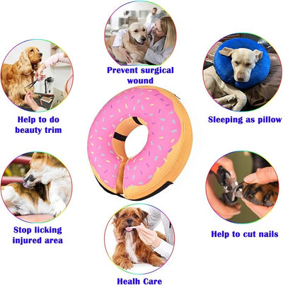 Inflatable Dog Cone Collar for After Surgery, Doggie Neck Blow up Donut Recovery ECollar, Soft Adjustable Dog Cone for Small Medium Large Dogs and Cats