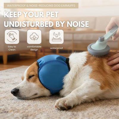 Waterproof Dog Ear Covers for Bathing,Hematoma,Drying,No Shake Ear Wraps for Dogs Ear Muffs Noise Protection Anxiety Relief,Adjustable Dog Calming Hoodie Shower Cap for Grooming(Blue,M)