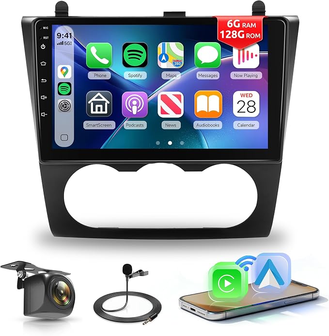Android Car Radio for Nissan Altima 2008-2012 with Wireless CarPlay Android Auto, Orderich 6G+128G 9” Touchscreen Car Stereo Mirror Link GPS Navigation WiFi Bluetooth FM RDS EQ SWC Backup Camera